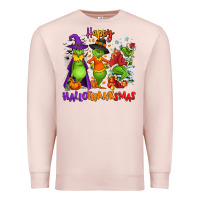 Pale Pink Happy Hallothanksmas Premium Sweatshirt - NancyCooperArtShop