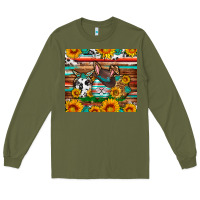 Army Green Easter eggs sunflower gemstone tumbler Easter Day Long Sleeve Tee - Neo Western