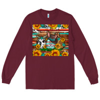 Burgundy Easter eggs sunflower gemstone tumbler Easter Day Long Sleeve Tee - Neo Western