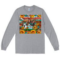 Heather Grey Easter eggs sunflower gemstone tumbler Easter Day Long Sleeve Tee - Neo Western