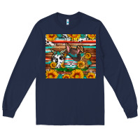 Navy Easter eggs sunflower gemstone tumbler Easter Day Long Sleeve Tee - Neo Western