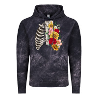 Cloud Black floral ribcage Vintage Hoodie - MaliasSmallBusiness