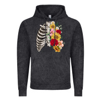 Vintage Black floral ribcage Vintage Hoodie - MaliasSmallBusiness