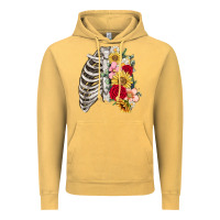 Vintage Mustard floral ribcage Vintage Hoodie - MaliasSmallBusiness