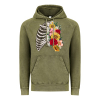 Vintage Olive floral ribcage Vintage Hoodie - MaliasSmallBusiness