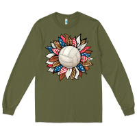 Army Green volleyball sunflower Long Sleeve Tee - HRA Design Shop