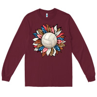 Burgundy volleyball sunflower Long Sleeve Tee - HRA Design Shop