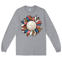 Heather Grey volleyball sunflower Long Sleeve Tee - HRA Design Shop