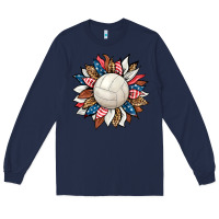 Navy volleyball sunflower Long Sleeve Tee - HRA Design Shop