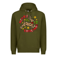 Army Green merry christmas deer Premium Hoodie - MaliasSmallBusiness