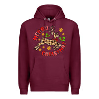 Burgundy merry christmas deer Premium Hoodie - MaliasSmallBusiness