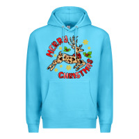 Ocean Blue merry christmas deer Premium Hoodie - MaliasSmallBusiness