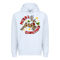 White merry christmas deer Premium Hoodie - MaliasSmallBusiness
