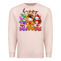 Pale Pink Happy Hallothanksmas coffee cups Premium Sweatshirt - NancyCooperArtShop