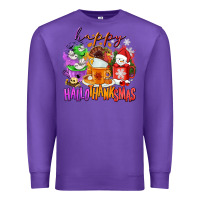 Purple Happy Hallothanksmas coffee cups Premium Sweatshirt - NancyCooperArtShop