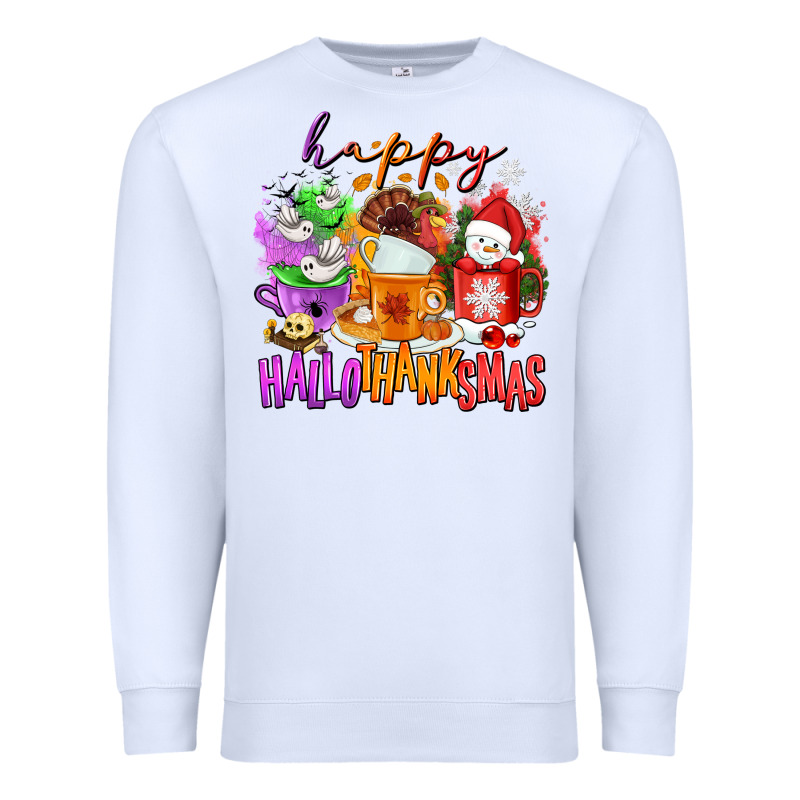 Happy Hallothanksmas Coffee Cups Premium Sweatshirt by NancyCooperArtShop | Teevron