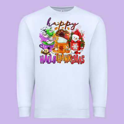Happy Hallothanksmas Coffee Cups Premium Sweatshirt Designed By Nancycooperartshop