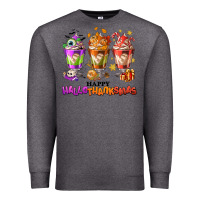 Charcoal Heather Happy Hallothanksmas coffee cups Premium Sweatshirt - NancyCooperArtShop
