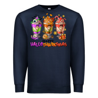 Navy Happy Hallothanksmas coffee cups Premium Sweatshirt - NancyCooperArtShop