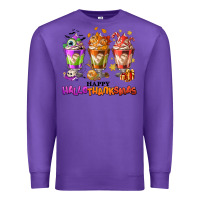 Purple Happy Hallothanksmas coffee cups Premium Sweatshirt - NancyCooperArtShop