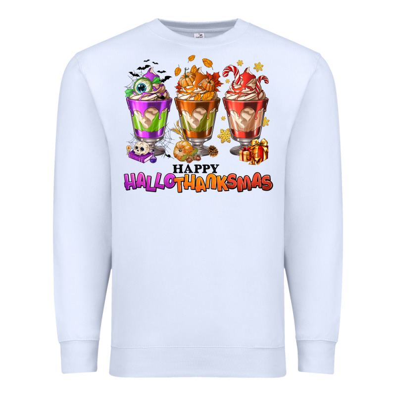 Happy Hallothanksmas Coffee Cups Premium Sweatshirt by NancyCooperArtShop | Teevron