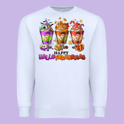 Happy Hallothanksmas Coffee Cups Premium Sweatshirt Designed By Nancycooperartshop