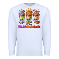 White Happy Hallothanksmas coffee cups Premium Sweatshirt - NancyCooperArtShop