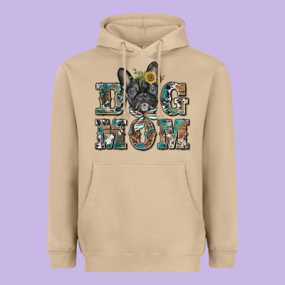 Dog Mom French Bulldog Heavyweight Hoodie Designed By Barkaloodesign