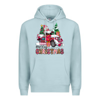 Blue Mist pink merry christmas Premium Hoodie - MaliasSmallBusiness