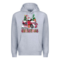 Heather Grey pink merry christmas Premium Hoodie - MaliasSmallBusiness