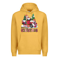 Mustard pink merry christmas Premium Hoodie - MaliasSmallBusiness