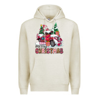 Oatmeal Heather pink merry christmas Premium Hoodie - MaliasSmallBusiness