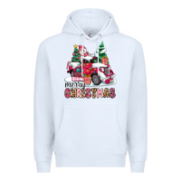 White pink merry christmas Premium Hoodie - MaliasSmallBusiness