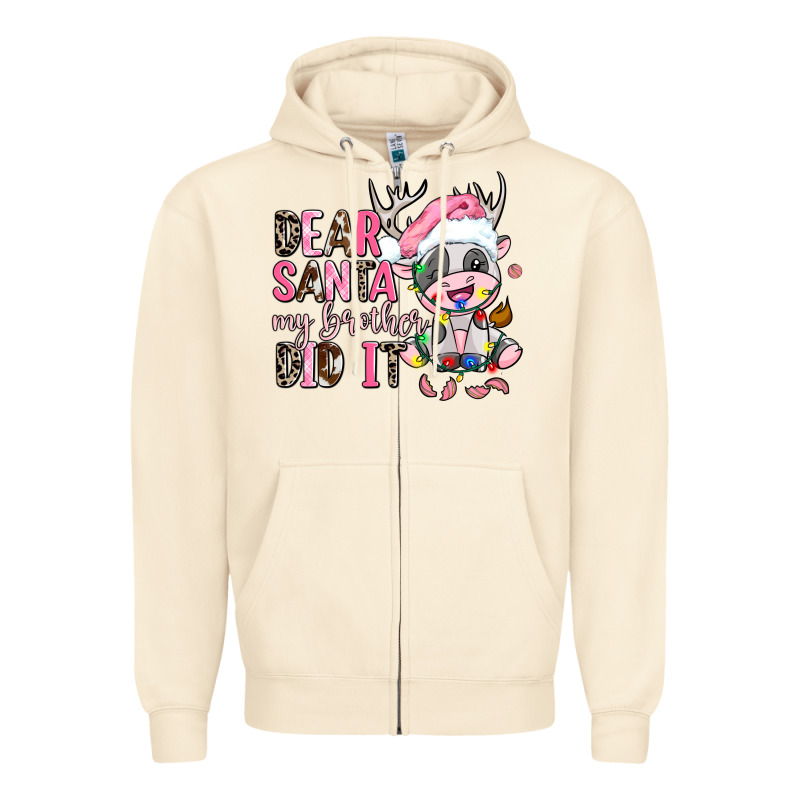 Dear Santa My Brother Did It Zipper Hoodie by AdoDesignShop | Teevron