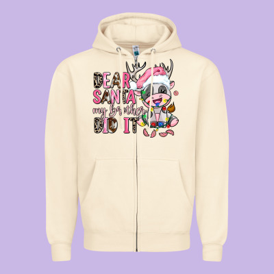 Dear Santa My Brother Did It Zipper Hoodie Designed By Adodesignshop