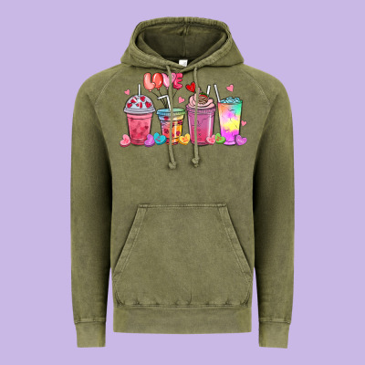 Vintage Hoodie love coffee cups