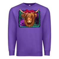 Purple halloween highland cow Premium Sweatshirt - Jasminsmagicworld