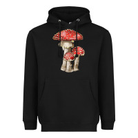 Black Autumn Mushroom Illustrations Heavyweight Hoodie - LillyAllenDesigns