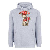Heather Grey Autumn Mushroom Illustrations Heavyweight Hoodie - LillyAllenDesigns