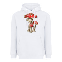 White Autumn Mushroom Illustrations Heavyweight Hoodie - LillyAllenDesigns
