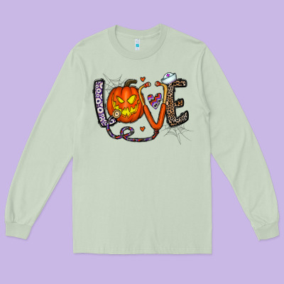 Love Halloween Long Sleeve Tee Designed By Cowhidedigitalart