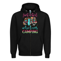Black just a girl who loves camping Zipper Hoodie - JahusDesignShop