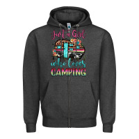 Charcoal Heather just a girl who loves camping Zipper Hoodie - JahusDesignShop