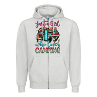 Dove Grey just a girl who loves camping Zipper Hoodie - JahusDesignShop