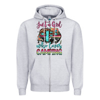 Heather Grey just a girl who loves camping Zipper Hoodie - JahusDesignShop
