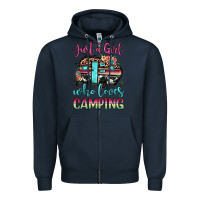 Navy just a girl who loves camping Zipper Hoodie - JahusDesignShop