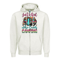 Oatmeal Heather just a girl who loves camping Zipper Hoodie - JahusDesignShop