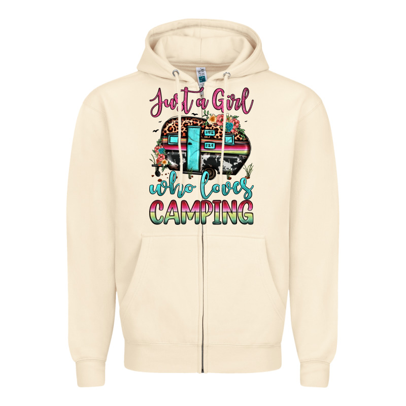 Just A Girl Who Loves Camping Zipper Hoodie by JahusDesignShop | Teevron