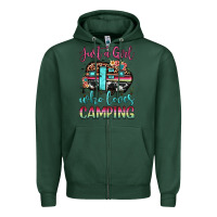 Sports Green just a girl who loves camping Zipper Hoodie - JahusDesignShop