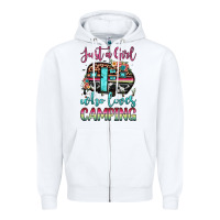 White just a girl who loves camping Zipper Hoodie - JahusDesignShop